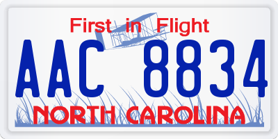 NC license plate AAC8834