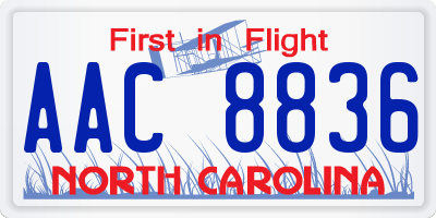 NC license plate AAC8836