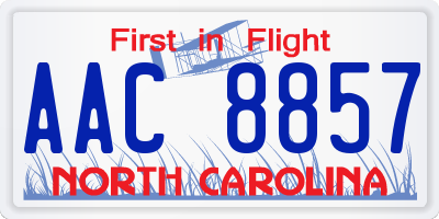 NC license plate AAC8857