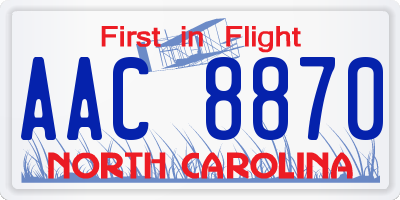 NC license plate AAC8870