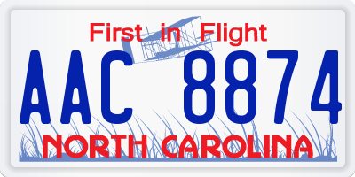 NC license plate AAC8874