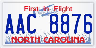 NC license plate AAC8876