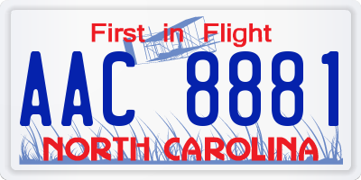 NC license plate AAC8881