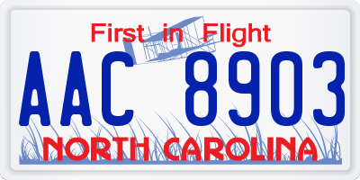 NC license plate AAC8903