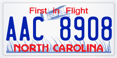 NC license plate AAC8908
