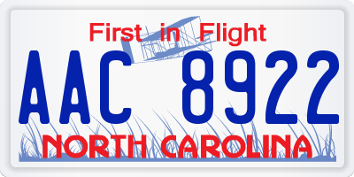 NC license plate AAC8922