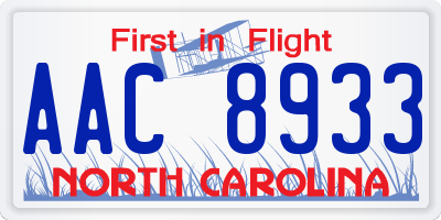 NC license plate AAC8933