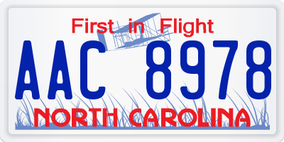 NC license plate AAC8978