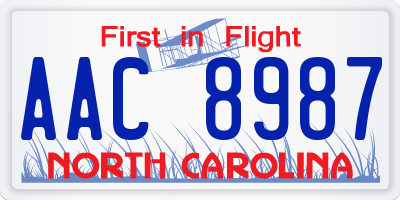 NC license plate AAC8987