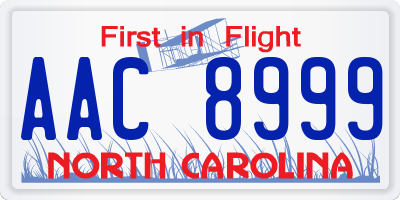 NC license plate AAC8999