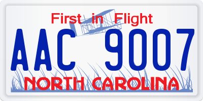 NC license plate AAC9007