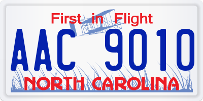 NC license plate AAC9010