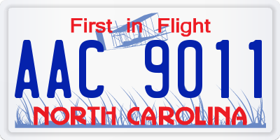 NC license plate AAC9011