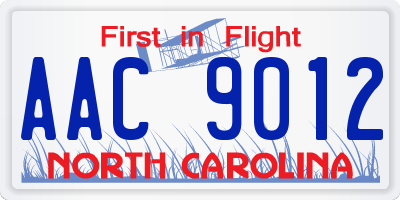 NC license plate AAC9012