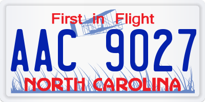 NC license plate AAC9027
