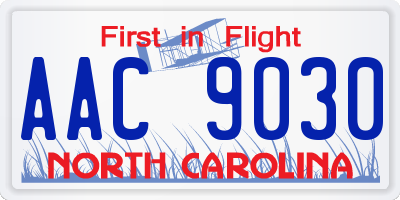 NC license plate AAC9030