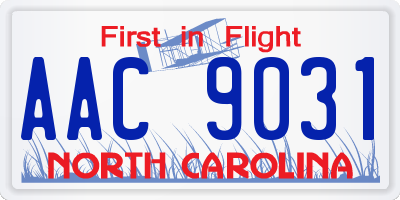 NC license plate AAC9031