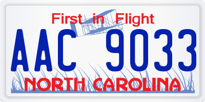 NC license plate AAC9033