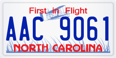 NC license plate AAC9061