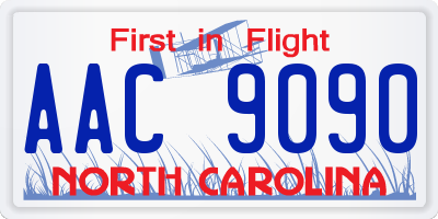 NC license plate AAC9090