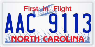 NC license plate AAC9113