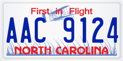 NC license plate AAC9124