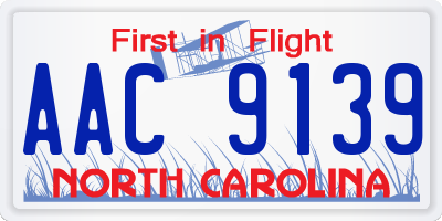NC license plate AAC9139