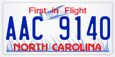 NC license plate AAC9140