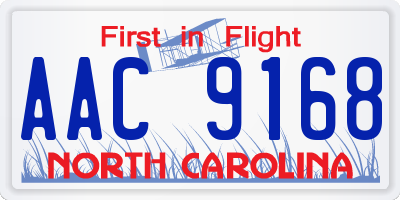 NC license plate AAC9168