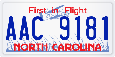 NC license plate AAC9181