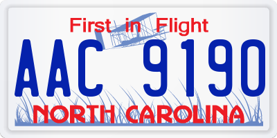 NC license plate AAC9190