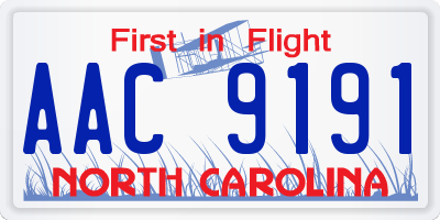 NC license plate AAC9191