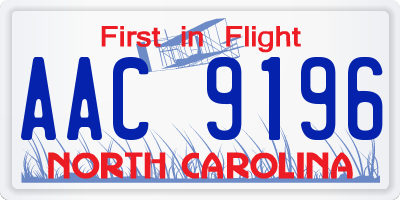 NC license plate AAC9196