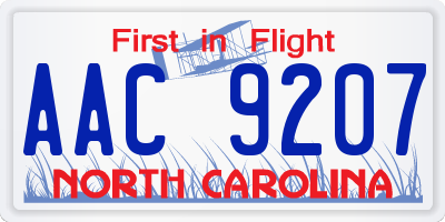 NC license plate AAC9207