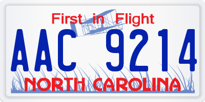 NC license plate AAC9214