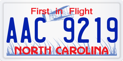 NC license plate AAC9219