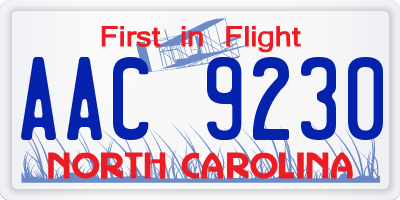 NC license plate AAC9230