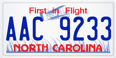 NC license plate AAC9233