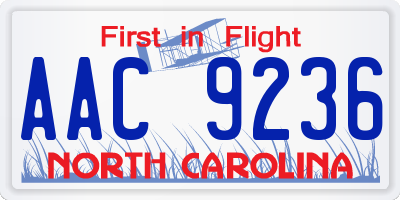 NC license plate AAC9236