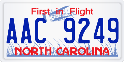NC license plate AAC9249