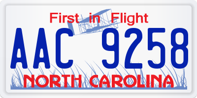 NC license plate AAC9258