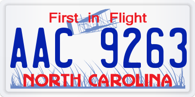 NC license plate AAC9263