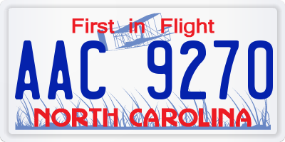 NC license plate AAC9270