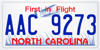 NC license plate AAC9273