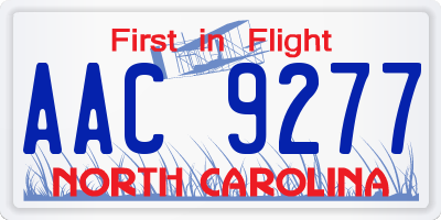NC license plate AAC9277