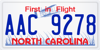 NC license plate AAC9278