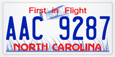NC license plate AAC9287
