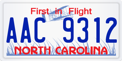 NC license plate AAC9312