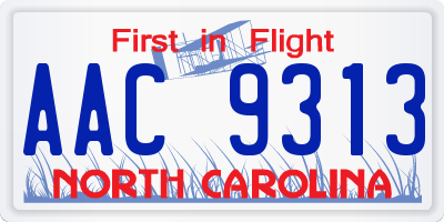 NC license plate AAC9313