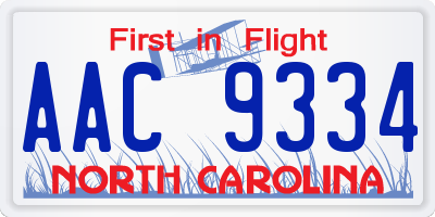 NC license plate AAC9334